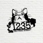 personalized suprise cat address sign house number plaque custom metal sign 0