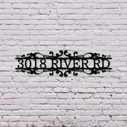 personalized swirl modern address sign house number plaque custom metal sign 2
