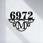 personalized swirl split letter monogram address sign house number plaque custom metal sign 0