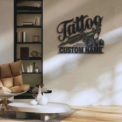 personalized tattoo artist metal sign ink studio name sign machine shop decor tattoo lover gifts 3