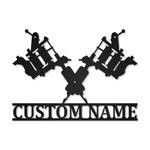 personalized tattoo machine monogram sign tattoo shop decor laser cut metal signs 0