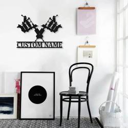 personalized tattoo machine monogram sign tattoo shop decor laser cut metal signs 2