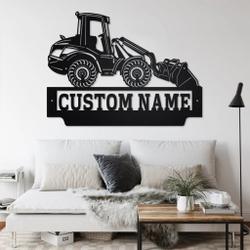 personalized telescopic wheel loader truck metal name sign home decor gift for truck drivers 1