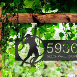 personalized tennis player address sign house number plaque custom metal sign 1