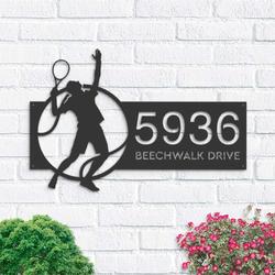 personalized tennis player address sign house number plaque custom metal sign 3