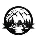 personalized tent camper sign camping outdoor custom metal sign riverside camp sign outdoor decor 0