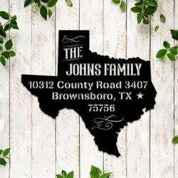 personalized texas map custom state usa address sign house number plaque custom metal sign 1