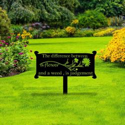 personalized the different between a flower and a weed funny garden decorative custom metal sign 2
