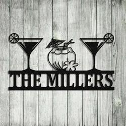 personalized tiki bar pool sign cocktail drinking coconut metal art pool bar sign pool gift summer decor housewarming gift 2