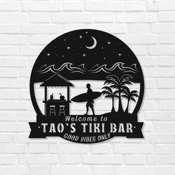 personalized tiki bar sign welcome sign beach house sign tropic summer decor tiki bar decor housewarming gift 2