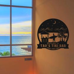personalized tiki bar sign welcome sign beach house sign tropic summer decor tiki bar decor housewarming gift 3