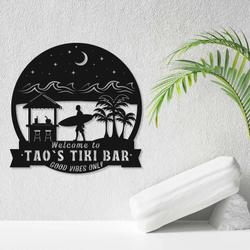 personalized tiki bar sign welcome sign beach house sign tropic summer decor tiki bar decor housewarming gift 4