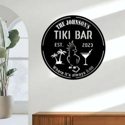 personalized tiki bar sign where its always 500 funny quote parrot sign pool bar sign tiki bar decor housewarming gift 1