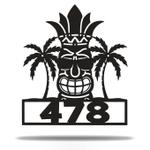 personalized tiki hawaii palm tree beach house decor address sign house number plaque custom metal sign 0