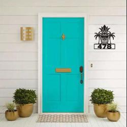 personalized tiki hawaii palm tree beach house decor address sign house number plaque custom metal sign 2