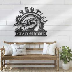 personalized tools repair sign handyman sign wrench spanner custom metal signs carpenter gifts 2