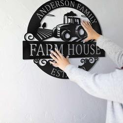 personalized tractor sign barn metal wall art farmhouse decor metal ranch signs personalized metal signs housewarming gift 1
