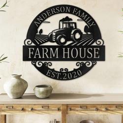 personalized tractor sign barn metal wall art farmhouse decor metal ranch signs personalized metal signs housewarming gift 2