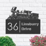 personalized train address sign house number plaque custom metal sign 0