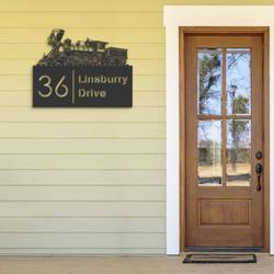 personalized train address sign house number plaque custom metal sign 1