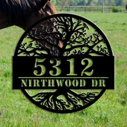 personalized tree modern house number sign with address name custom outdoor metal signs 1