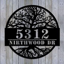 personalized tree modern house number sign with address name custom outdoor metal signs 2