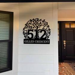 personalized tree of life address sign hippe peace house number plaque custom metal sign 1