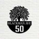personalized tree of life address sign oak tree house number plaque custom metal sign 0
