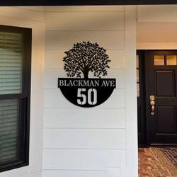 personalized tree of life address sign oak tree house number plaque custom metal sign 1