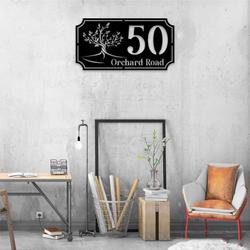 personalized tree of life orchard address sign house number plaque custom metal sign 1