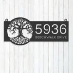 personalized tree of life v1 address sign house number plaque custom metal sign 0