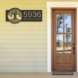 personalized tree of life v2 address sign house number plaque custom metal sign 2