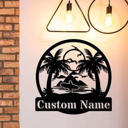 personalized trees sign pool bar signs palm tree metal sign tropical patio sign backyard decoration tiki bar sign outdoor home decor 3