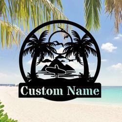 personalized trees sign pool bar signs palm tree metal sign tropical patio sign backyard decoration tiki bar sign outdoor home decor 4