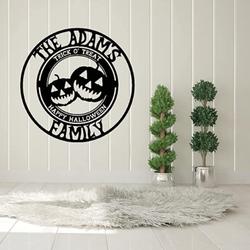 personalized trick o treat pumpkin metal wall art halloween decoration for home 2