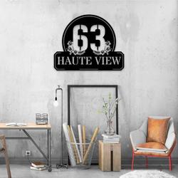 personalized tropical flower hibicus hawaii address sign house number plaque custom metal sign 2