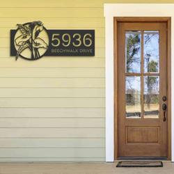 personalized tropical flowers anthuriums laceleaf address sign house number plaque custom metal sign 2