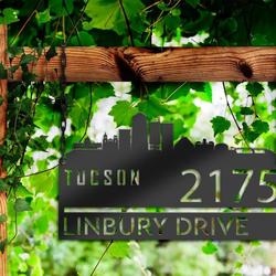 personalized tucson city skyline metal address sign house number plaque realtor closing gift custom metal sign 2