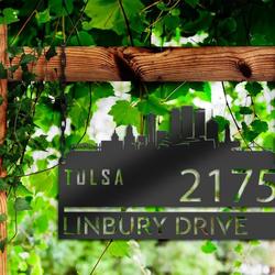 personalized tulsa city skyline metal address sign house number plaque realtor closing gift custom metal sign 2