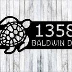 personalized turtle address sign coastal seaside nautical theme beach house house number plaque custom metal sign 0