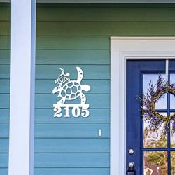 personalized turtle and baby coastal beach house address sign custom metal signs 3