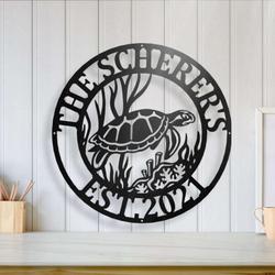 personalized turtle sign sea turtle metal wall art under sea life turtle decor ocean decor beach decor turtle lover gift 1