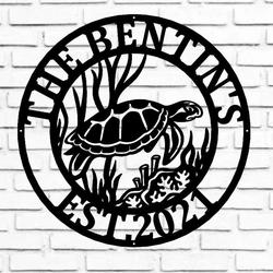 personalized turtle sign sea turtle metal wall art under sea life turtle decor ocean decor beach decor turtle lover gift 2