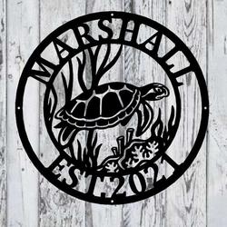 personalized turtle sign sea turtle metal wall art under sea life turtle decor ocean decor beach decor turtle lover gift 3