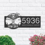 personalized ufo spaceship address sign house number plaque custom metal sign 0