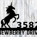 personalized unicorn address sign house number plaque custom metal sign 0