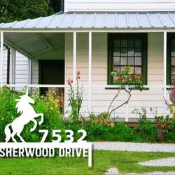personalized unicorn address sign house number plaque custom metal sign 1