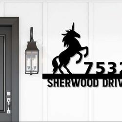 personalized unicorn address sign house number plaque custom metal sign 2