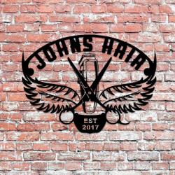 personalized unique barber metal wall art custom name hair salon sign gift for hairdresser 2