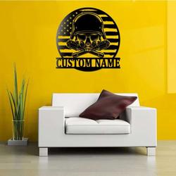 personalized us army skull sign independence day veteran day patriotic decor gift custom metal sign 1